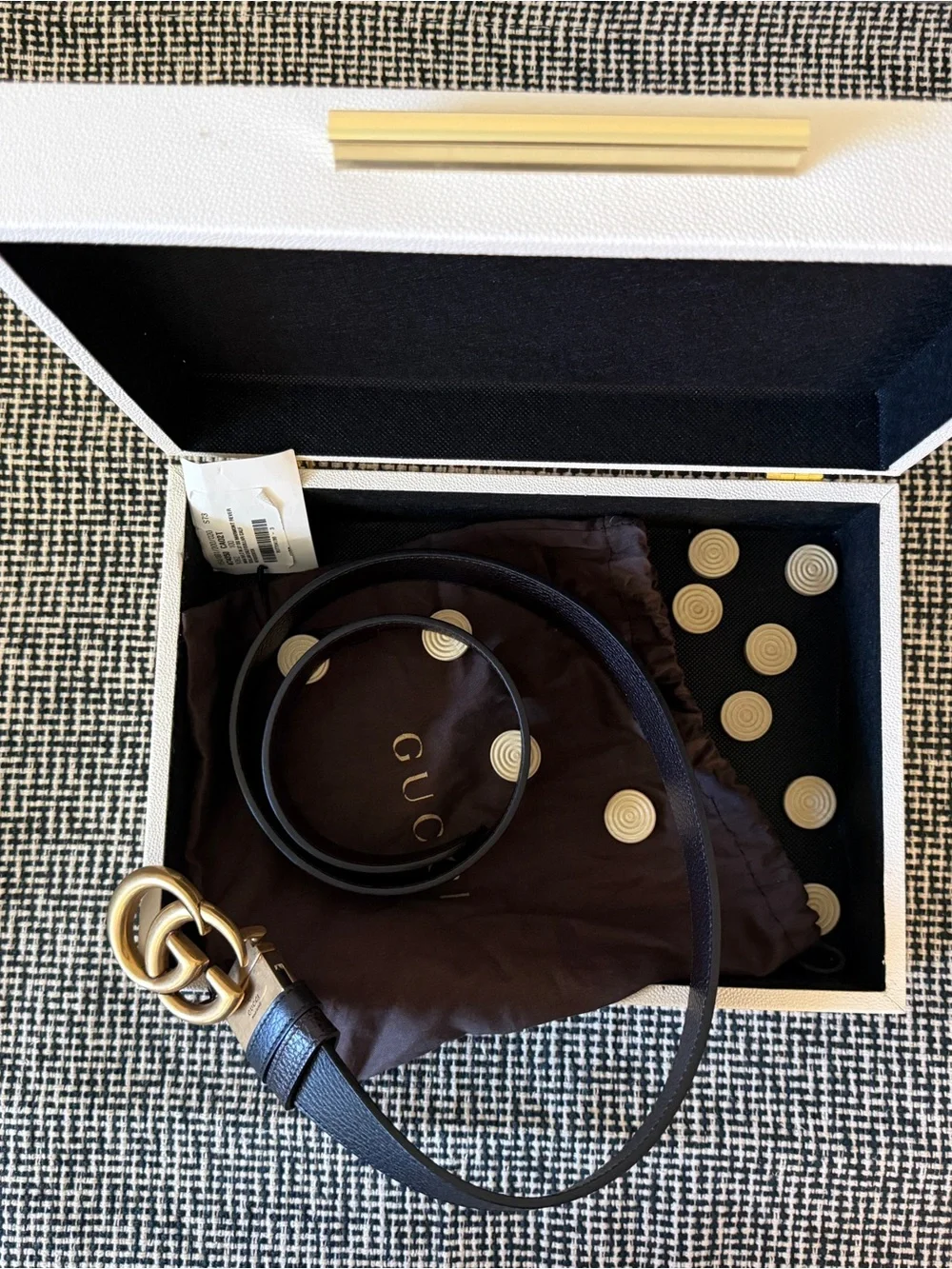 Gucci Men's reversible GG gold buckle brown and black size 100
